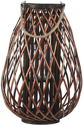 Beliani Lampion drewniany brązowy KIUSIU (209654)