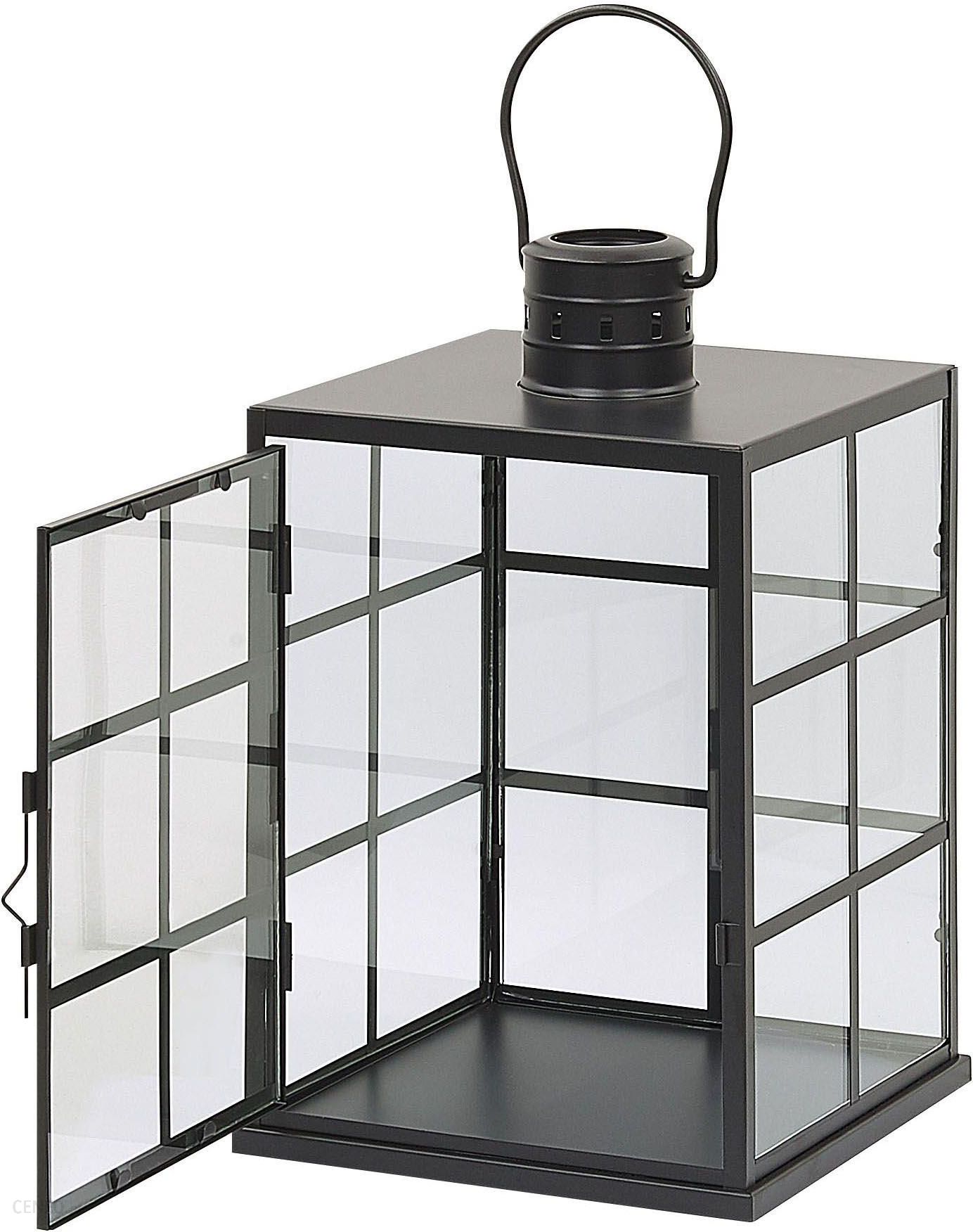 Beliani Latarenka lampion stojący mały z rączką szklane ścianki metalowy czarny Bintan