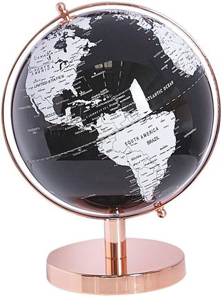 Beliani Nowoczesny dekoracyjny globus kula ziemska 20 cm biały czarny rose gold Cabot