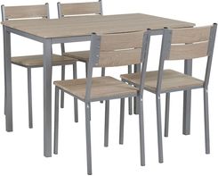 Beliani Zestaw mebli do jadalni stół 4 krzesła stal MDF jasne drewno szary Blumberg