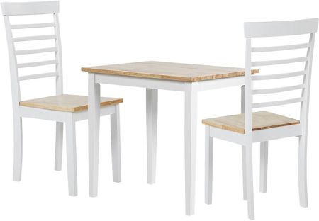 Beliani Zestaw do jadalni stół i 2 krzesła do kuchni jasne drewno z białym Battersby