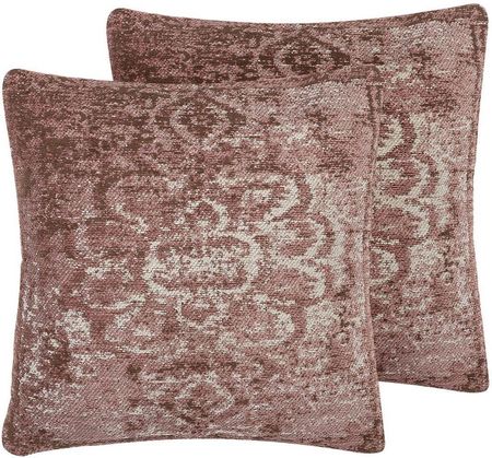 Beliani Zestaw 2 poduszek dekoracyjnych różowy postarzany bawełniany 45 x 45 cm Vakayar