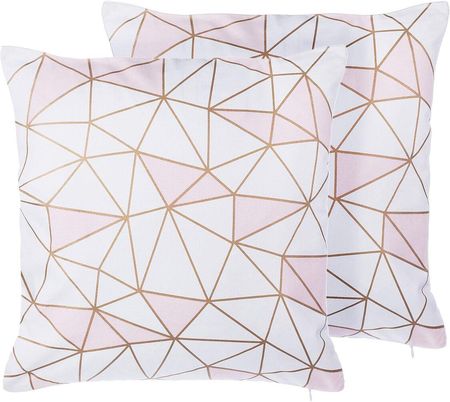 Beliani Zestaw 2 poduszek dekoracyjnych różowy bawełniana wzór geometryczny 45 x 45 cm Clarkia
