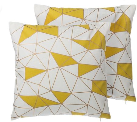Beliani Zestaw 2 poduszek dekoracyjnych żółty bawełniana wzór geometryczny 45 x 45 cm Clarkia