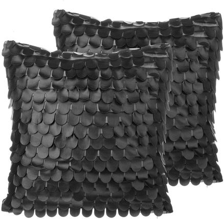 Beliani Zestaw 2 poduszek dekoracyjnych czarny ekoskóra 45 x 45 cm z wypełnieniem Lobelia