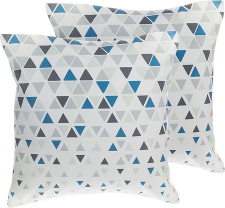 Beliani Zestaw 2 poduszek dekoracyjnych niebiesko-szary wzór geometryczny 45 x 45 cm Cleome