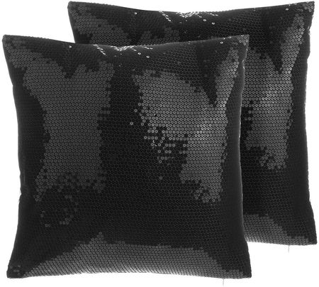 Beliani Zestaw 2 poduszek dekoracyjnych czarnych z cekinami 45 x 45 cm z wypełnieniem Aster