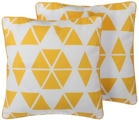 Beliani Zestaw 2 poduszek dekoracyjnych kwadratowe 45 cm geometryczny kształt żółty Pansy