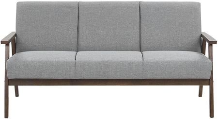 Beliani Retro sofa drewniana rama tapicerowana poliestrem kanapa dla 3 osób szara Asnes