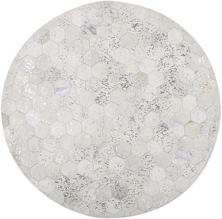 Beliani Dywan patchworkowy okrągły skórzany ø 140 cm srebrny BOZKOY (229947)