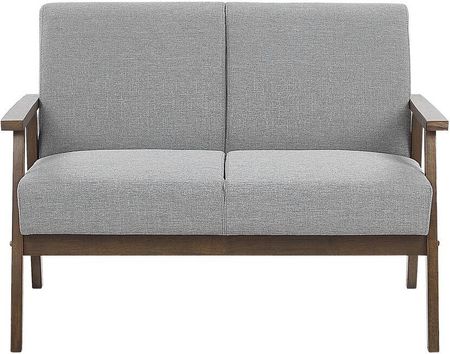 Beliani Retro sofa drewniana rama tapicerowana poliestrem kanapa dla 2 osób szara Asnes