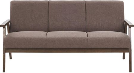 Beliani Retro sofa drewniana rama tapicerowana poliestrem kanapa dla 3 osób brąz Asnes
