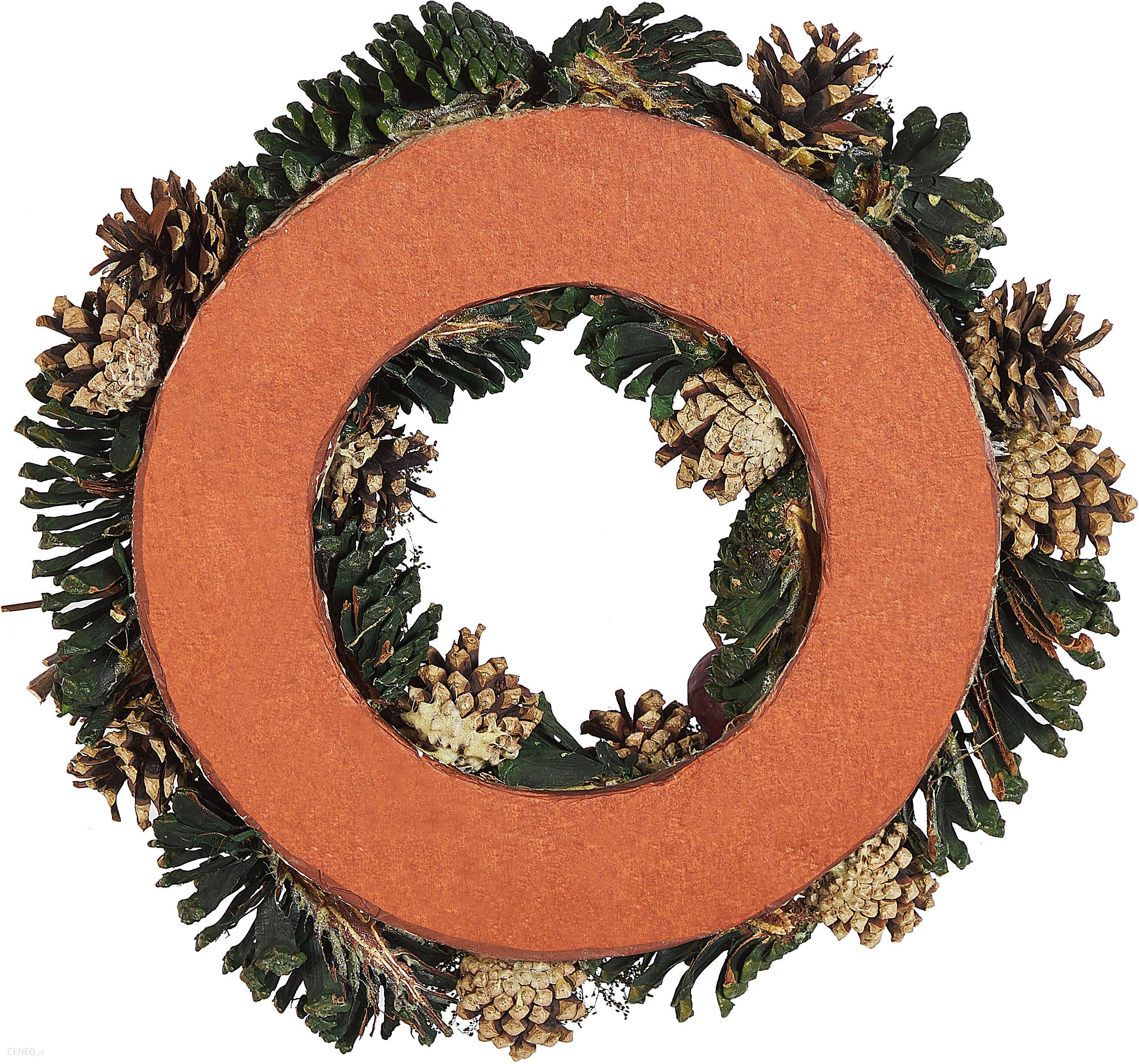 Beliani Okrągły wieniec świąteczny drewniany syntetyczny szyszki 35 cm zielony Nurmes