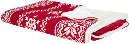 Beliani Koc narzuta czerwony wzór zimowy świąteczny puszysty dwustronny 150 x 200 cm Vantaa
