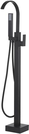 Beliani Nowoczesna wolnostojąca bateria wannowo-prysznicowa kształt łuku czarna matowa Ribbon