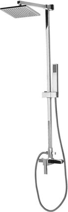 Beliani Nowoczesna kolumna prysznicowa bateria deszczownica z słuchawką mosiężna srebrna Tagbo