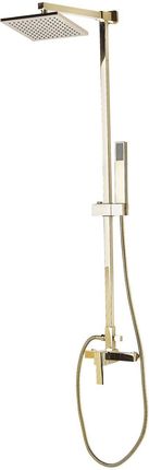 Beliani Nowoczesna kolumna prysznicowa bateria deszczownica z słuchawką mosiężna złota Tagbo