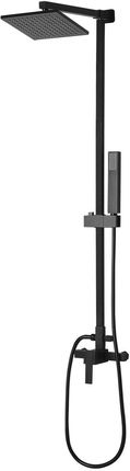 Beliani Nowoczesna kolumna prysznicowa bateria deszczownica z słuchawką mosiężna matowa czarna Tagbo
