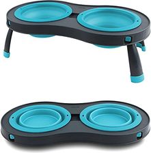 Dexas Double Elevated Feeder Stojak Z Dwiema Miskami Na Pokarm I Wodę Turkusowy Mały