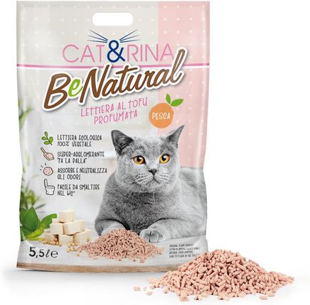 Cat&Rina Be Natural Tofu Wegański Żwirek Dla Kotów O Zapachu Brzoskwiniowym 5,5L
