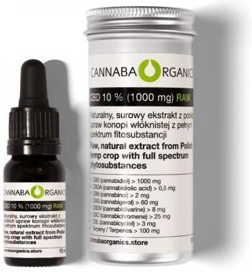 Cannaba Organics Surowy olej CBD 10% pełne spektrum fitosubstancji 10ml