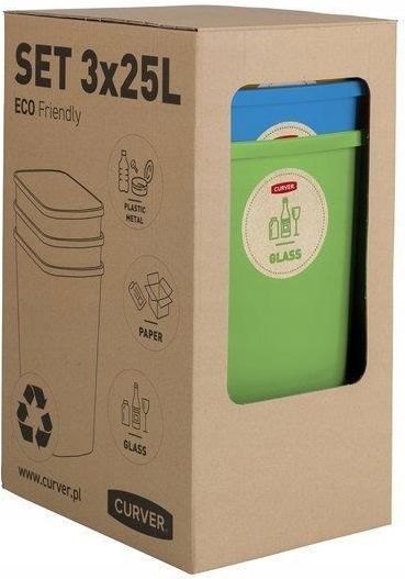 Curver Zestaw Koszy Do Segregowania Eco Friendly 3X25L (Ke0217499913) - zdjęcie 1 Curver Zestaw Koszy Do Segregowania Eco Friendly 3X25L (Ke0217499913)