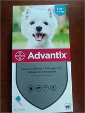 Bayer Krople do nakrapiania ADVANTIX dla psów o masie 4-10KG 4 pipety X 1.0 ML