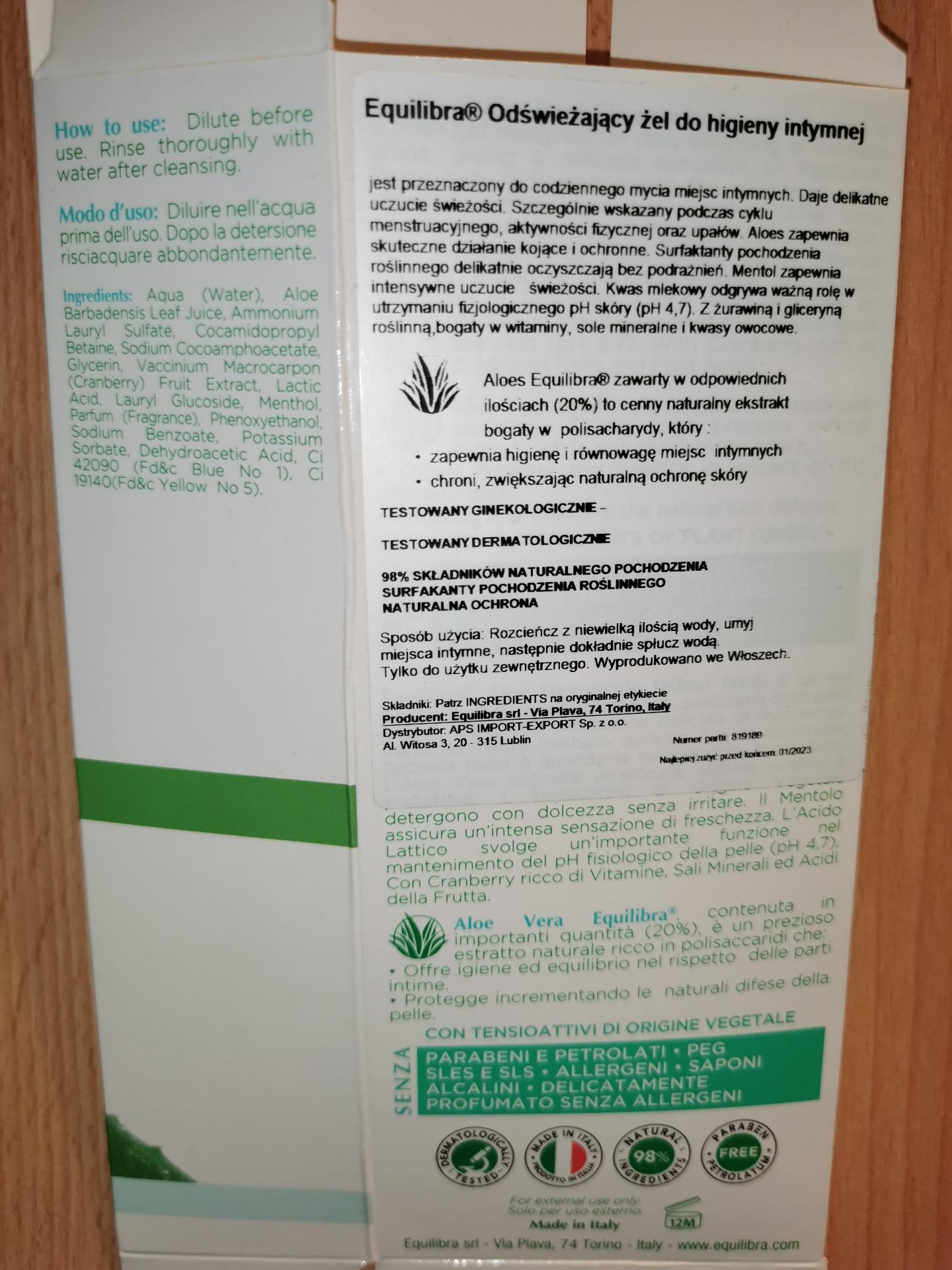 Equilibra Aloesowy el do Higieny Intymnej 200ml - opinie i ceny na Ceneo.pl
