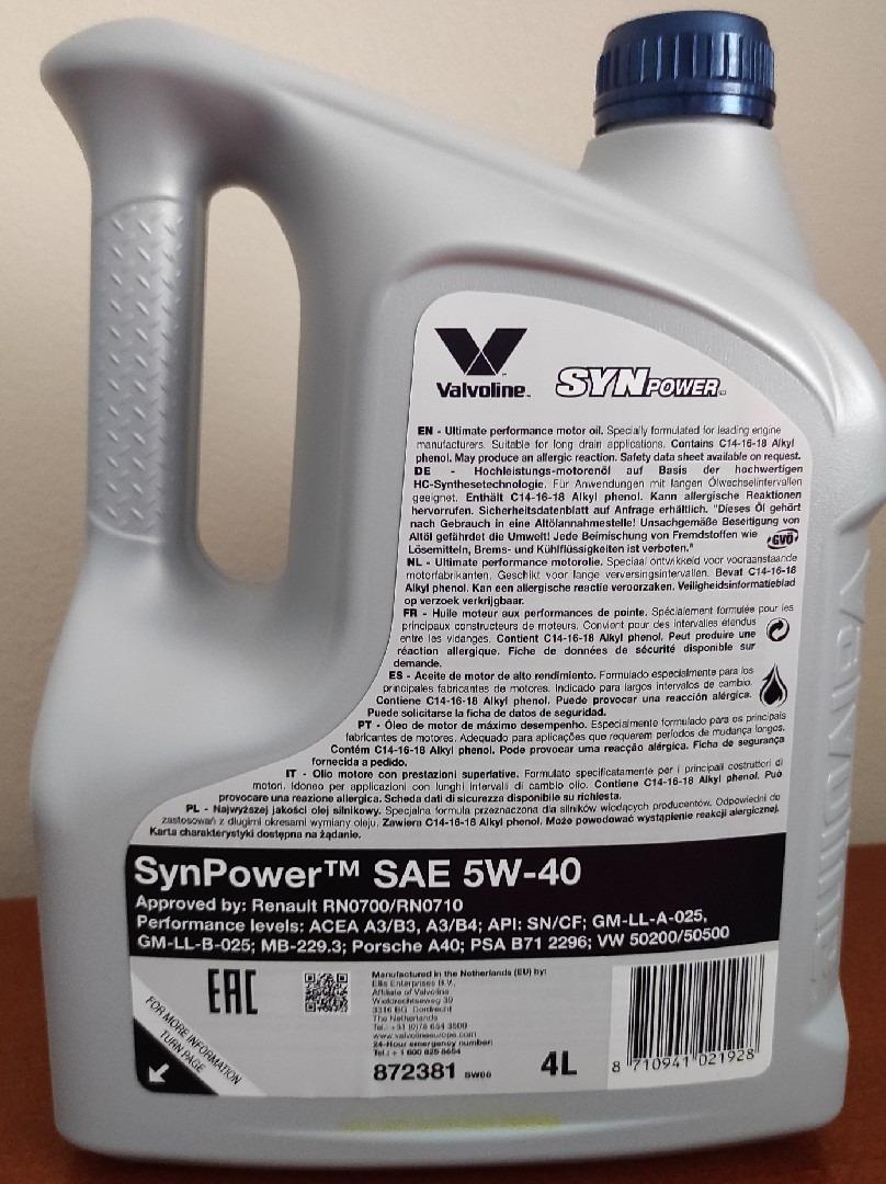 Valvoline Synpower 5W40 4l - opinie i ceny na Ceneo.pl