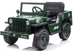 Joko Jeep Wojskowy Trzyosobowy Na Akumulator Pojazd Retro Wojskowy 4X4 Zielony