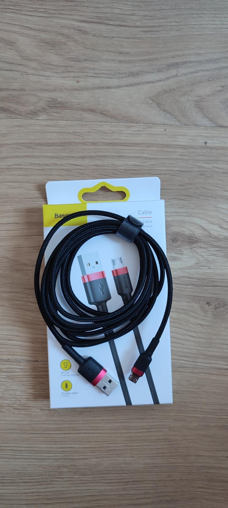 Baseus Cafule Cavo USB - Micro USB In Nylon Intrecciato – 3 Metri – 2A – Nero/Rosso
