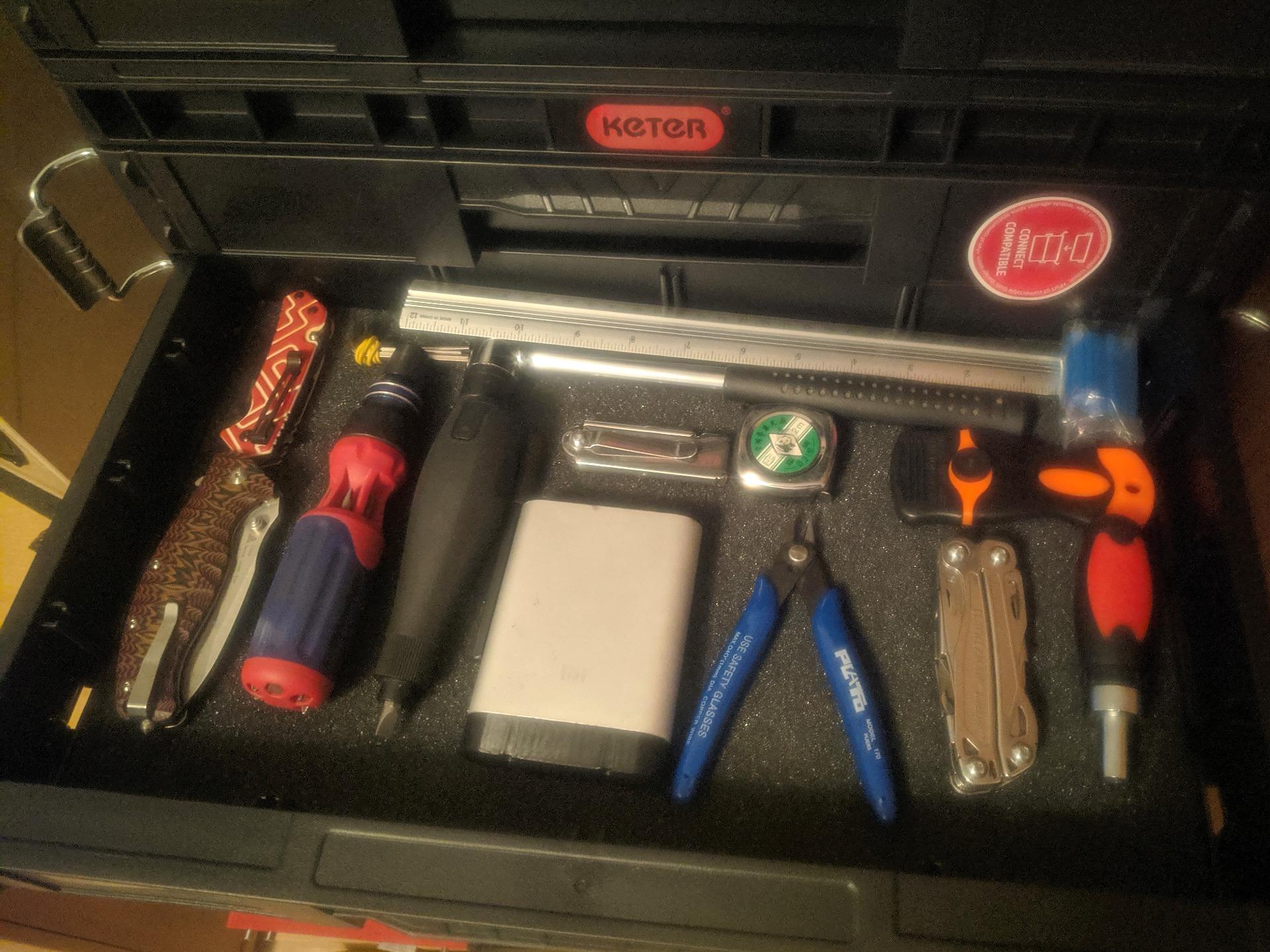 Keter Connect Organisateur Boîte à Outils 2 Tiroirs - Rangement Atelier Garage Maison