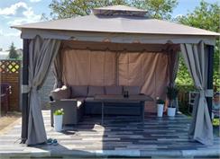 Pawilon ogrodowy 3x4m szary zasłony moskitiery PREMIUM
