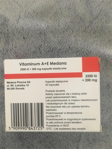 Vitaminum A E 2500jm 200mg 40 Kapsułek